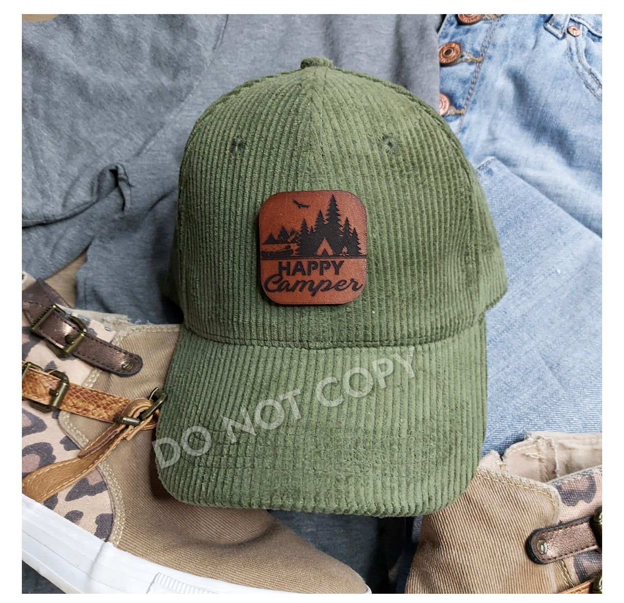 Happy Camper Faux Leather Patch