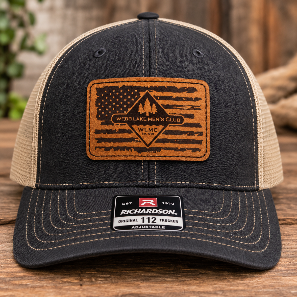Richardson 112 Hat - Trucker Snapback WLMC Engraved Leatherette Patch