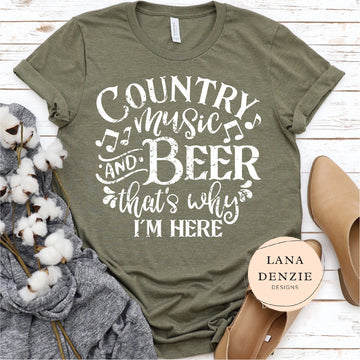 Country Music and Beer White