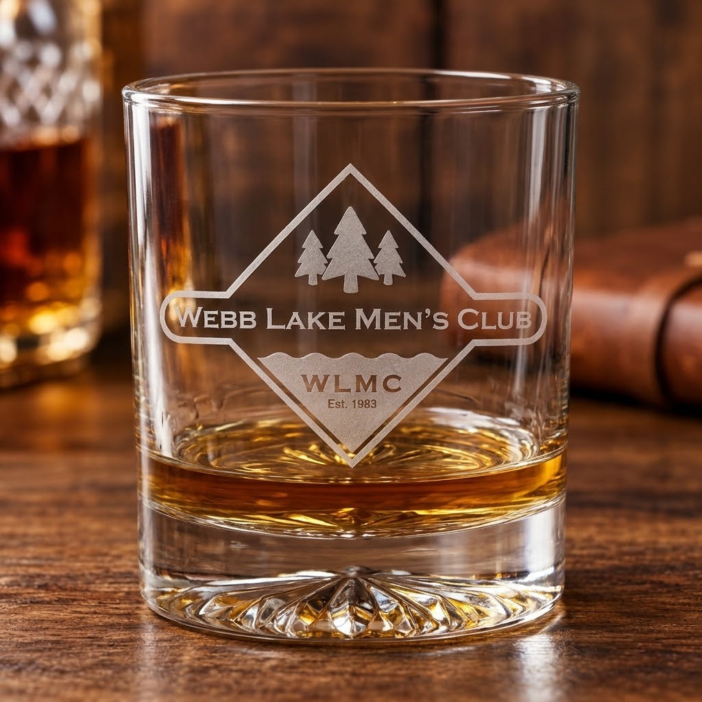Webb Lake Men's Club Engraved Whiskey Rocks Glasses (Set of 2)