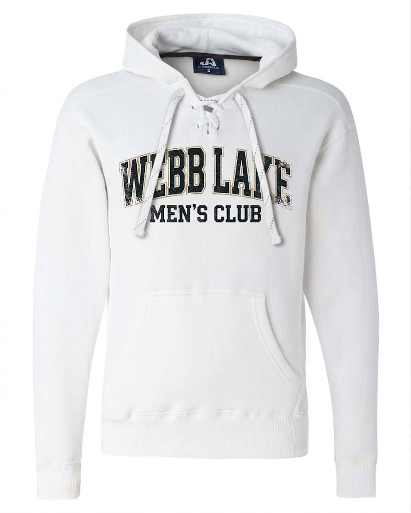 J. America Sport Lace Hooded Sweatshirt Webb Lake Mens Club Screen Print