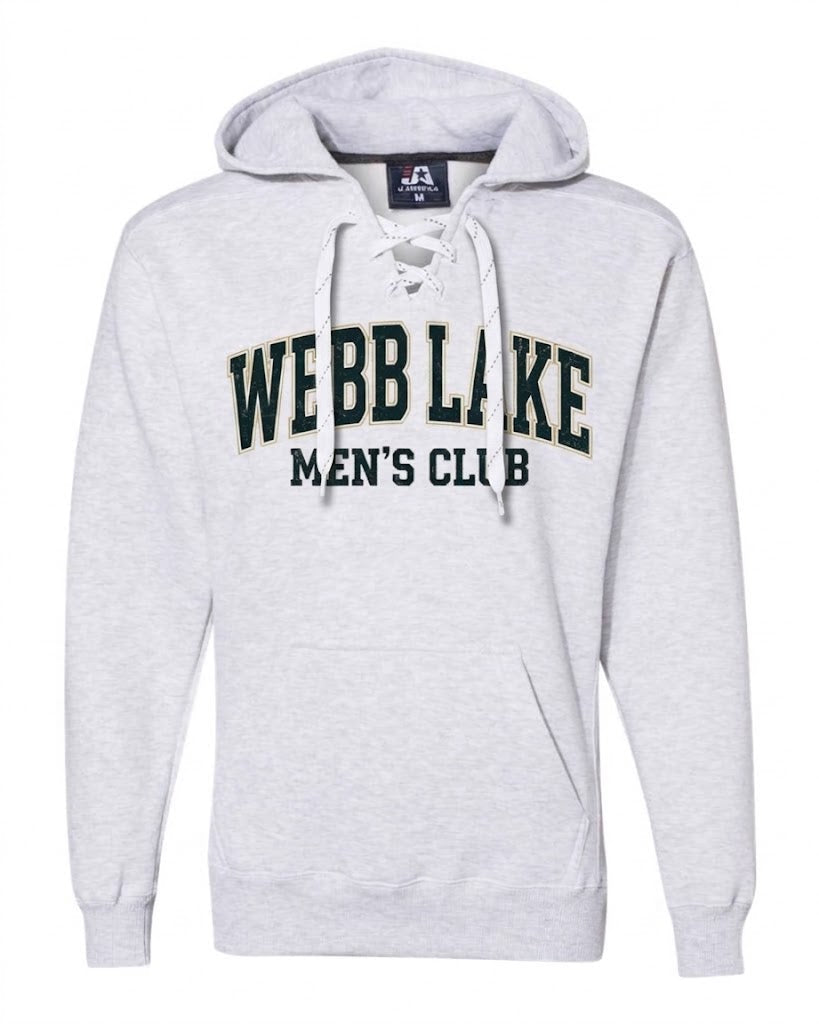 J. America Sport Lace Hooded Sweatshirt Webb Lake Mens Club Screen Print