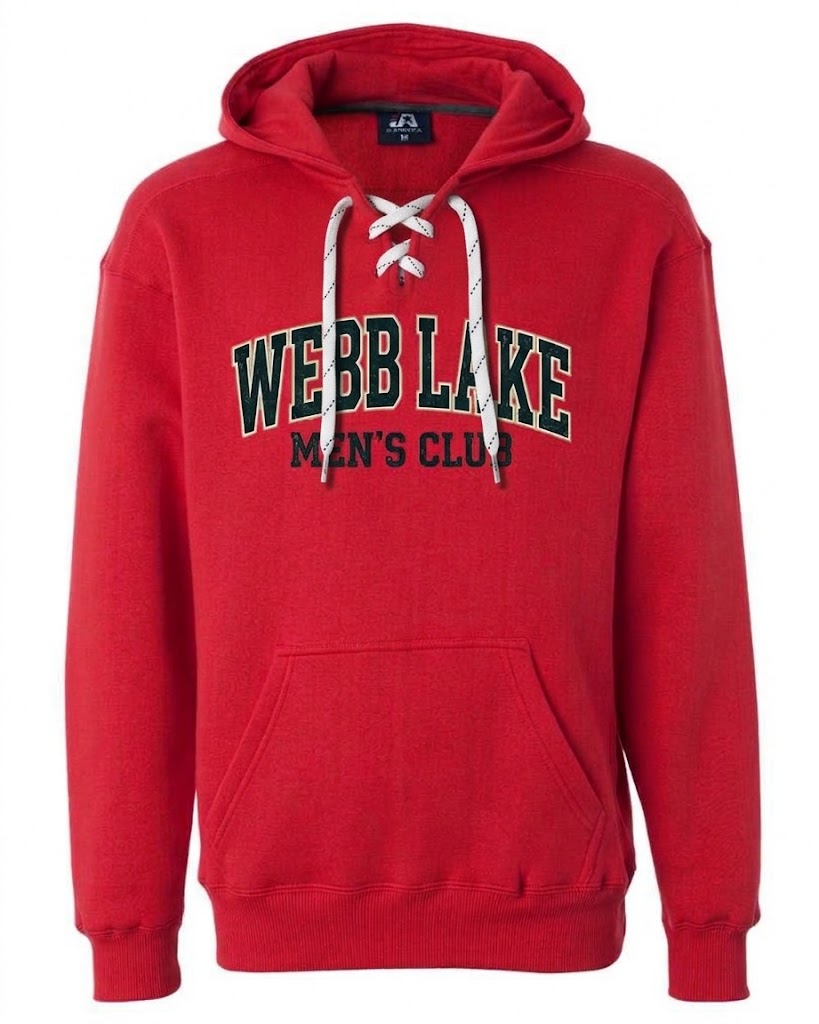 J. America Sport Lace Hooded Sweatshirt Webb Lake Mens Club Screen Print